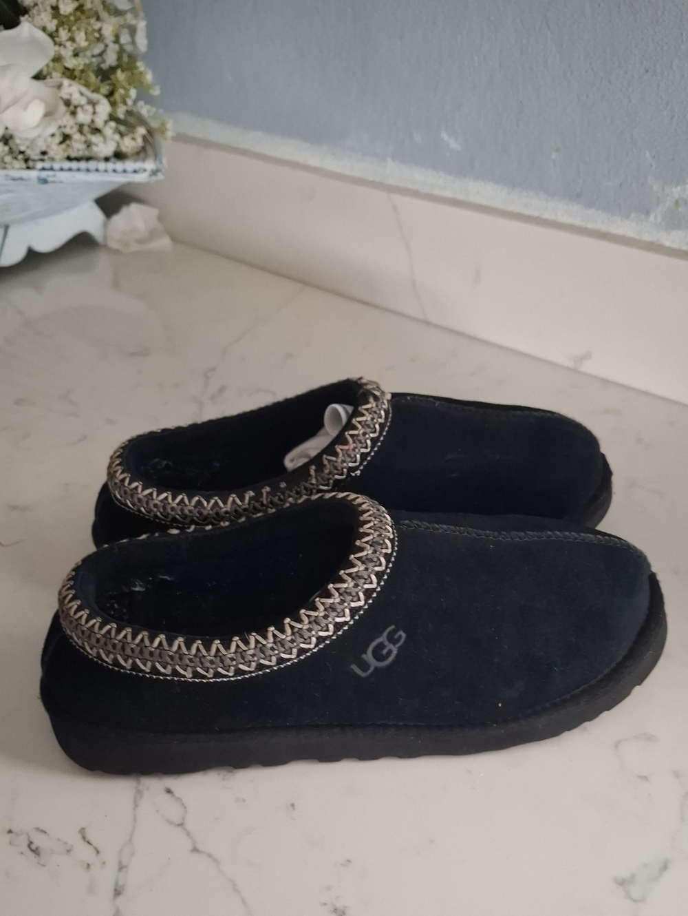 UGG Tasman Black Suede Slip-On Women's Slippers